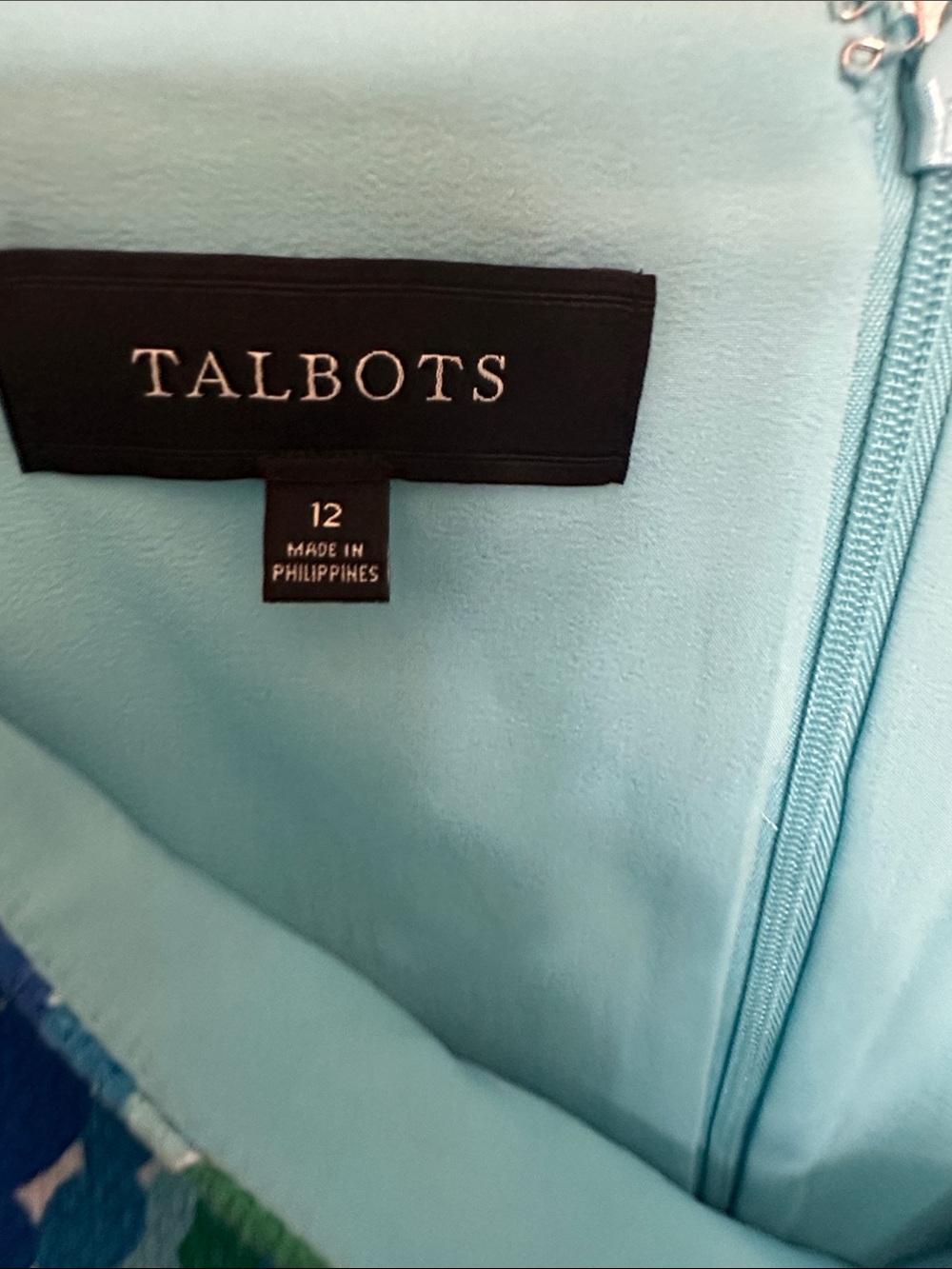 Talbots Women’s Teal, Royal Blue & Green Wave-Print Skirt- Size 12 - Picture 2 of 6